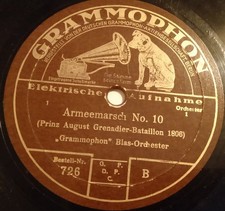 MARSCH BLAS ORCHESTER ARMEEMARSCH NR. 10 PARADEMARSCH SCHELLACKPLATTE 78RPM