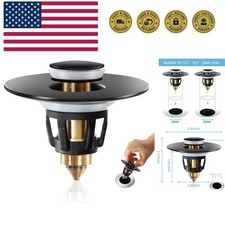 Durable Bathroom Sink Stopper with Click Drain Mechanism   Matte Black Finish