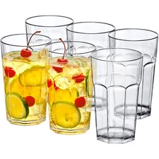 Best Amazing Abby - Affinity 20-Ounce Plastic Tumblers Set of 6, Clear Reusable
