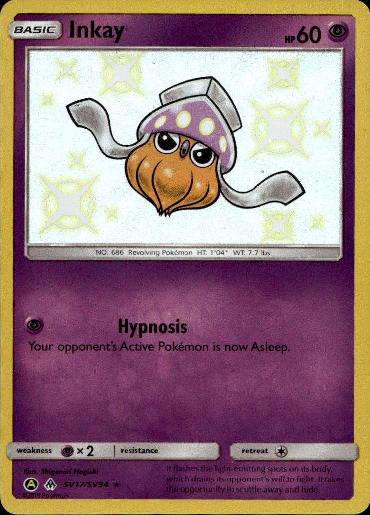 Inkay Shiny Holo Rare Hidden Fates: Shiny Vault SV17/SV94 NM
