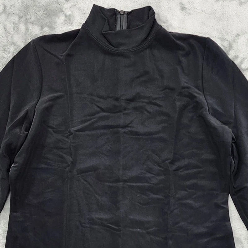 Vintage Pendleton Studio Top Womens M Black Mock Neck Long Sleeve Stretch Nylon - Image 2 of 4
