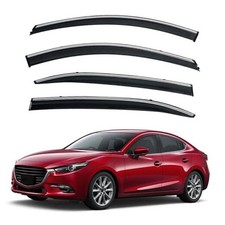4pcs Smoke Tint with Chrome Trim Outside Mount Tape On/Clip On Style PVC Sun