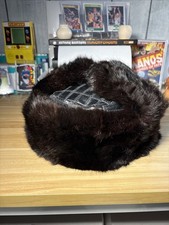 Vintage Soviet Era Genuine Mink Fur/Leather Ushanka Hat, Rot Front Leningrad sz3