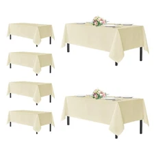 Rectangle Tablecloths for 6 Foot Tables, 6 Pack - Washable Polyester Fabric T...