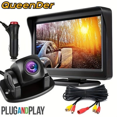 QueenDer Plugplay 4.3'' Monitor Kit Car Rear View Backup Camera Reverse HD Parkin