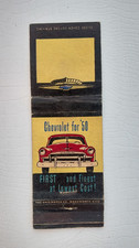 1950 Red Chevrolet Matchbook Match Cover Power Glide Transmission 105 Hp Engine