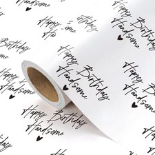 Birthday Wrapping Paper for Men - 17 inch x 16.5 feet Happy Birthday Handsome