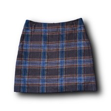 Vintage 90s Y2K Esprit Wool Blend Plaid Mini Skirt Size 6