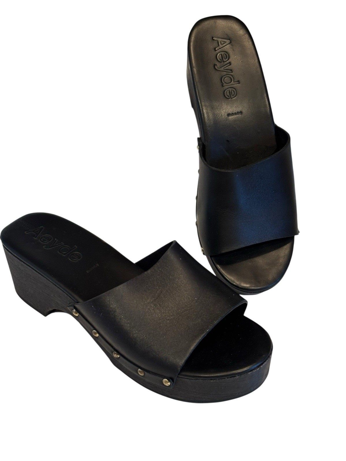 APL Sandali Aeyde borchie neri taglia 39 slip on made in Italy