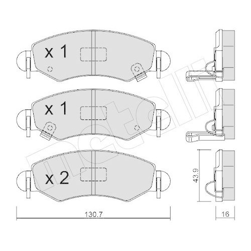 Plaquettes de frein Metelli 22-0339-1 anti-bruit à friction stable pour Opel