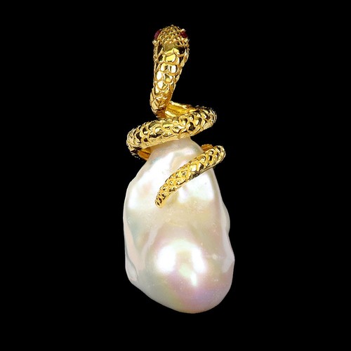 925 Sterling Silver Pendant Round Ruby 2mm Pearl Gemstone Cobra Jewelry