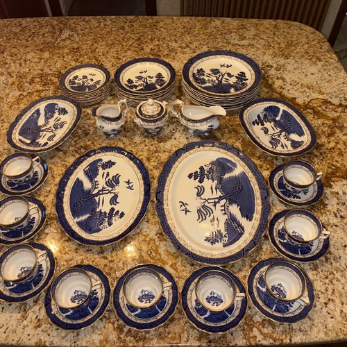 Royal Doulton Booths Real Old Willow Set Of 51 9 Each Dinner, Salad, Bread