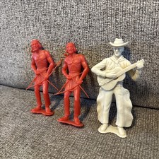 VTG Louis Marx Native American Cowboy Plastic Figures Lot Of 3