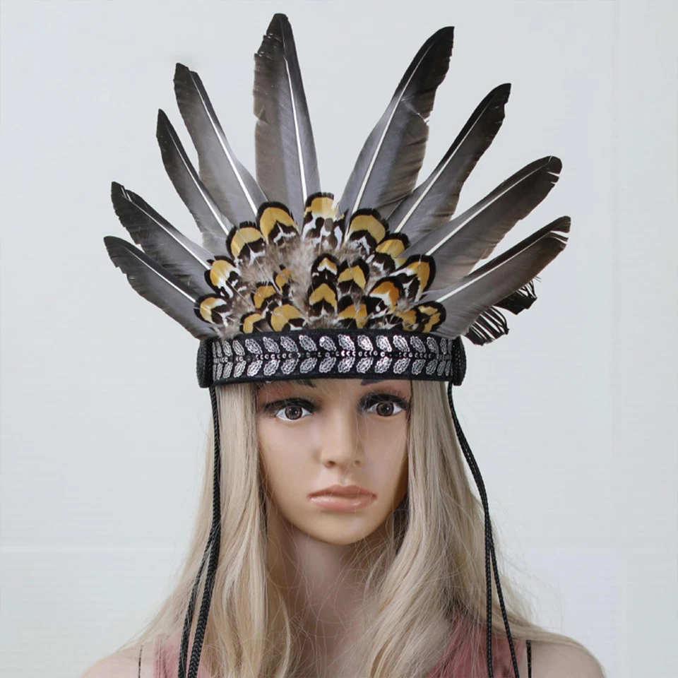 American Chief Indian Native Feather Headdress for Stage Show Holidays Party - Image 3 of 4