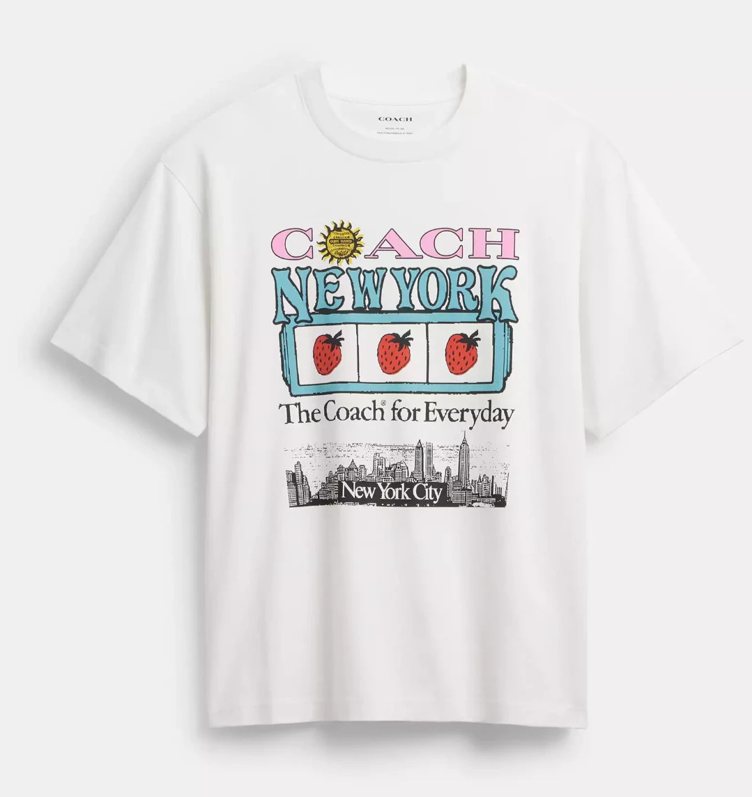 Coach Men's White New York Collage Graphic Relaxed T Shirt (CAF69