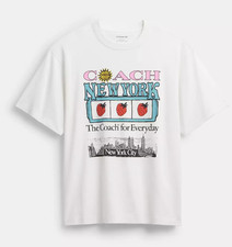 Coach Men's White New York Collage Graphic Relaxed T Shirt CAF69 Size M - NWT