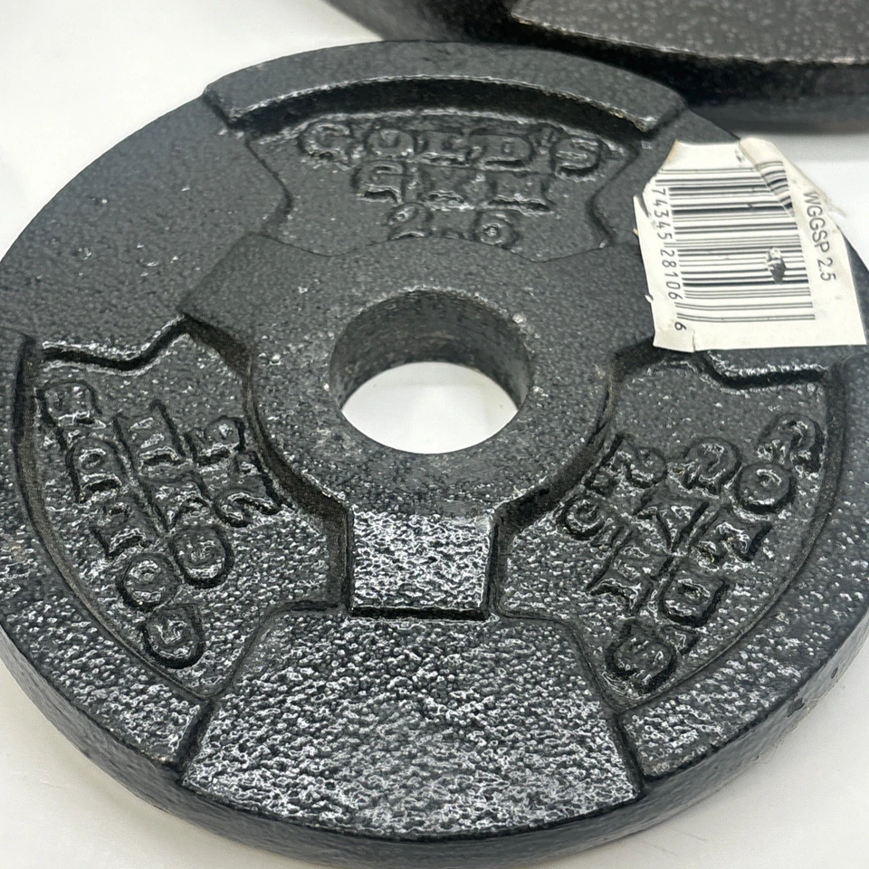 "4 placas de peso de hierro fundido Gold's Gym 2x10 lb 2x2,5 lb barra de orificio de 1"" 25 lb en total" Foto 3 de 4