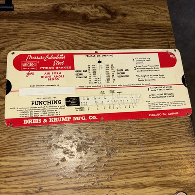 #ad #ad Dreis amp; Krump Mfg Co Slide Rule Pressure Calculator 1950s #2 $12.99