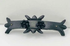 Black Oak Bog Bar Whitby Jet Glass Flower Brooch Antique Victorian Mourning