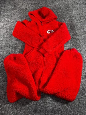 NFL Team Apparel Kansas City Chiefs Mens Jumpsuit Medium Red Sherpa Football-NFL