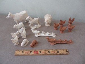 Vintage Lot Farm Animals Hard Rubber Plastic Barnyard Cow Chicken Pig Duck Horse