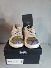     Coach Lowline Sneaker Women's Size 7.5B G5169 Tan Rainbow Signature Canvas