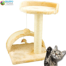 TIRAGRAFFI PER GATTI BEIGE CON GIOCO PALLINA PALO 50 CM TOPOLINO TUNNEL SOFFICE