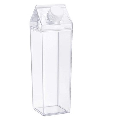 Milk Carton Water Bottle 33oz (1000mL) Plastic Square Milk Bottles No BPA Lea...
