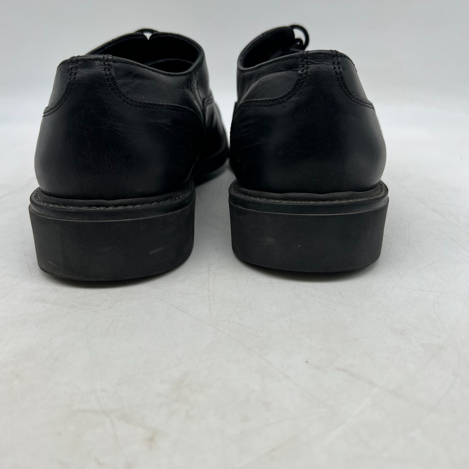 SAOLA Easy 8 Mens Leather Almond Toe Lace Up Low Top Black Oxford Dress Shoes Size 10