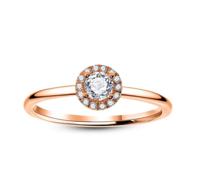 14k Rose Gold 0.70CT Round Lab Grown Diamond Halo Ring For Wedding GDGL Certify