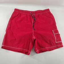Tommy Hilfiger Red Cargo Pocket Mesh Lined Swim Trunks Mens Size Large