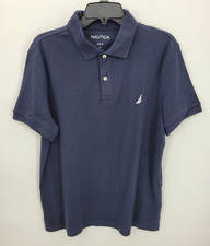 Nautica Polo Shirt Mens Large Navy Blue Logo Short Sleeve Casual Outdoor