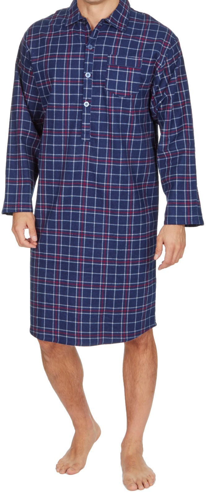 Mens Night Shirt Nightshirt Pure100 Cotton Flannel Warm stripes and