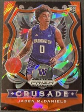 Jaden McDaniels RC 2020 Panini Prizm Draft Picks Crusade Red Cracked Ice #91