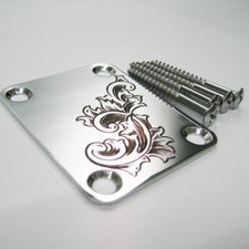 Custom classica leaf pattern hand engraved metal neck plate fit electric guitars