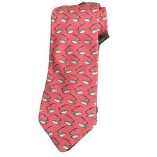 Vineyard Vines Fish Pole Bass Fishing Silk Tie Dress Orange Green Mens Necktie