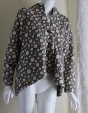 Nwt Focus Fun Sz M Woven Polka-dot Art-to-wear Lagenlook Hi-low Jacket