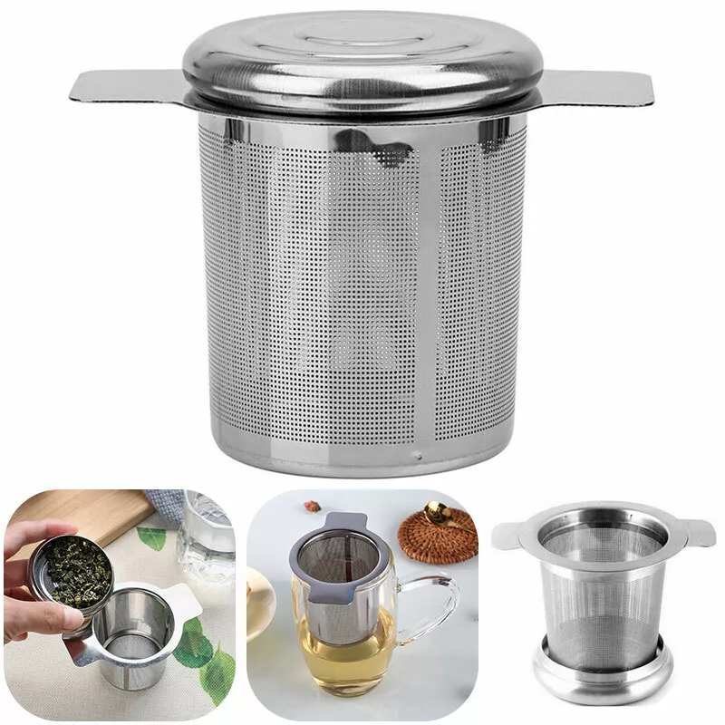 Stainless Steel Mesh Tea Infuser Strainer Loose Leaf Metal Cup Filter With Lid