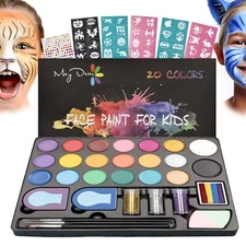 Maydear Face Painting Kit for Kids - 20 Colors Water Based Makeup Palette wit