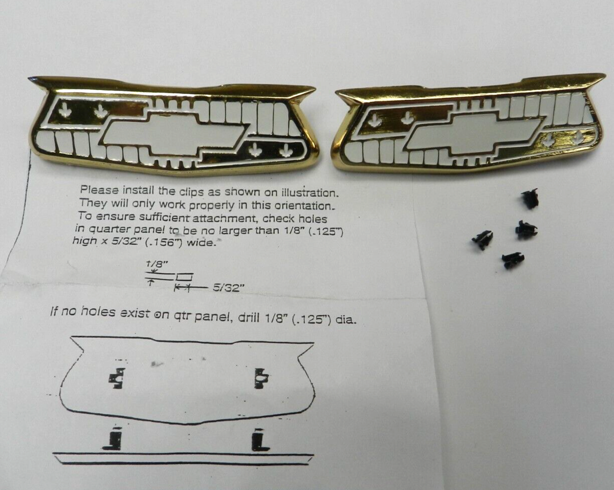 55 56 57 Chevy Quarter Panel NEW GOLD Crest Emblem 1955 1956 1957 