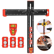 Professional 4 in 1 Drilling Positioning Ruler 14"/35cm Multifunctional T-Squ...
