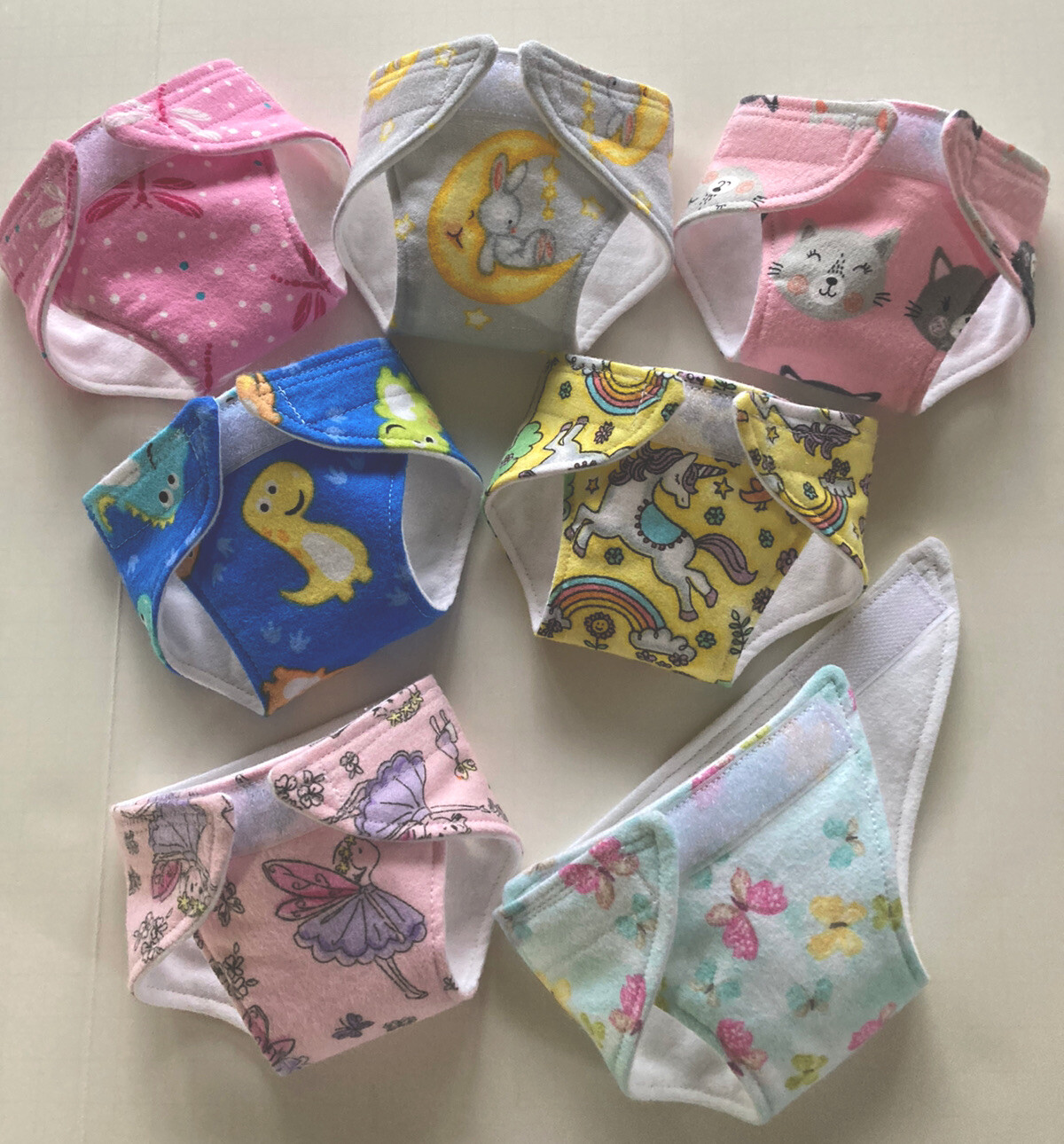 Flannel Diapers For 15" Doll - Fits BBaby - Lot of 3 randomly selected Handmade