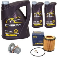 MotoröL Set Mannol Energy 5W-30 7 Liter + ÖLfilter + Schraube FüR BMW 1Er 3Er