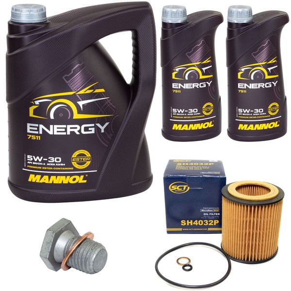 MotoröL Set Mannol Energy 5W-30 7 Liter + ÖLfilter + Schraube FüR BMW 1Er 3Er-image