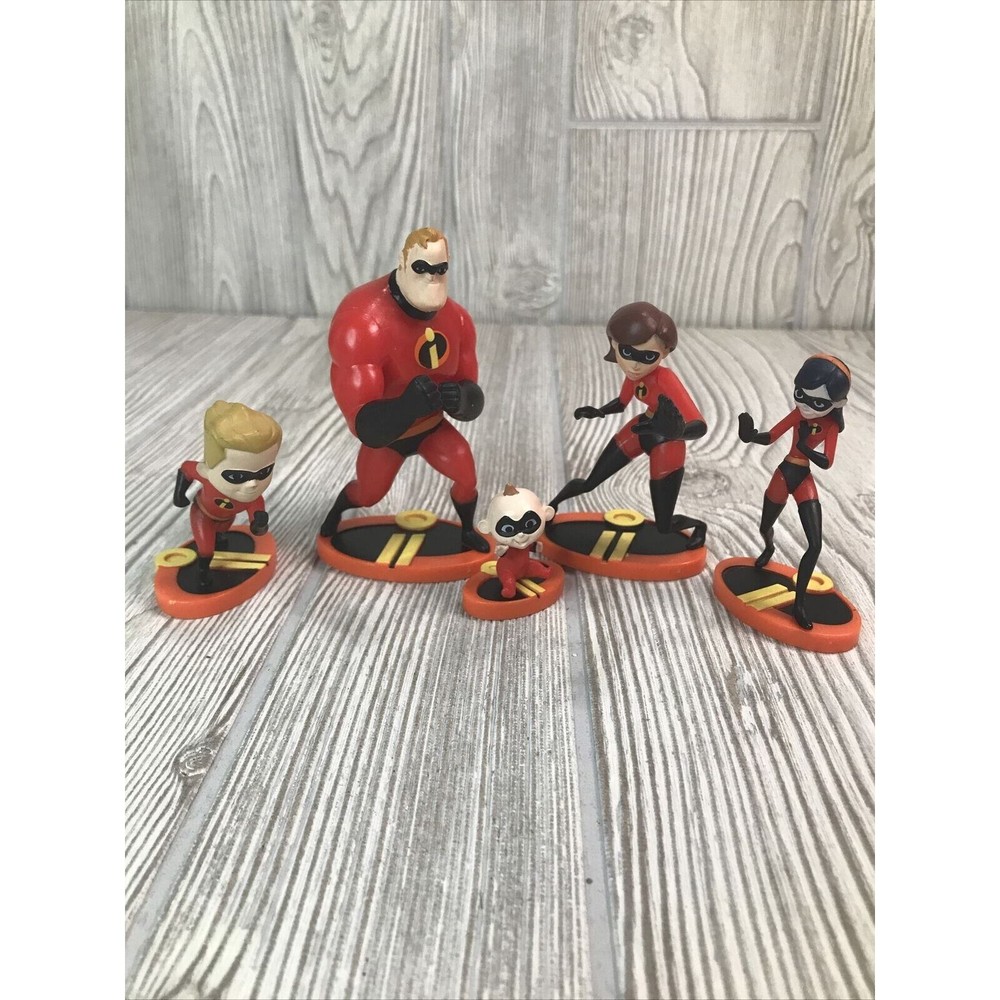 Disney Pixar The Incredibles Figurines By Jaks Pacific Set Of 5 Plastic