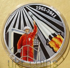 2011 Malawi First Man in Space Yuri Gagarin Silver Colored Coin Soviet Astronaut