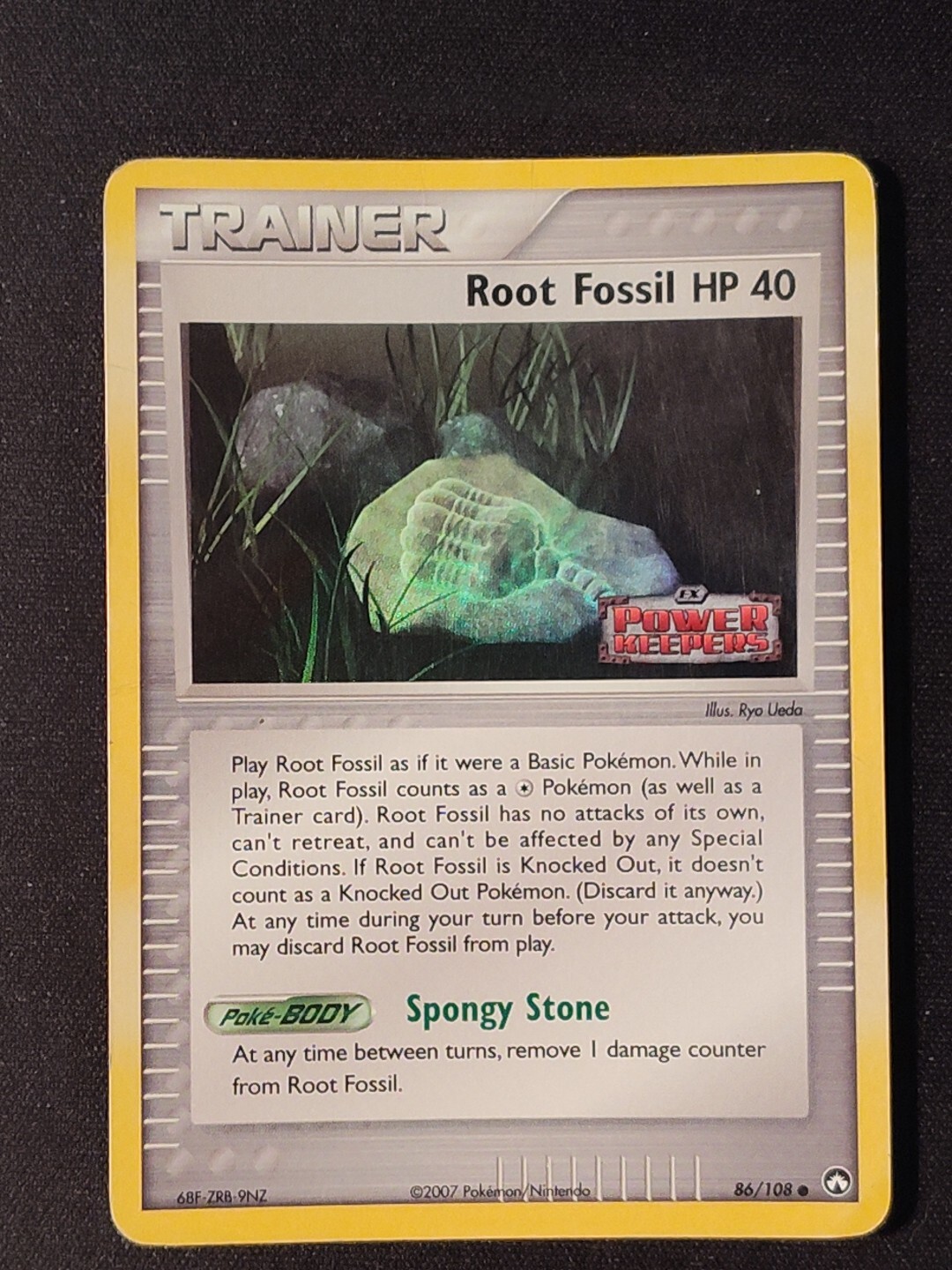 Root Fossil Pokemon Card 86/108 Reverse Holo Foil Stamped Played HP/DMG