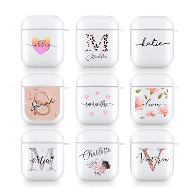 Personalisierte Airpods Hülle Individueller Name Initialen Klar Silikon Cover Süß Geschenk