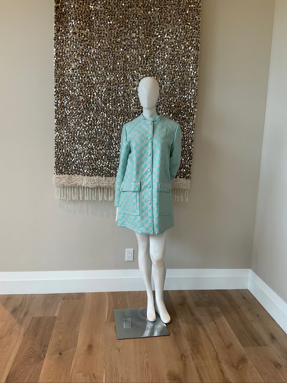 AUTHENTIQUE. VESTE COLLIER GUCCI GG SUPREME BLEU CLAIR TWEED BANDE IT 44/M/L NEUF
