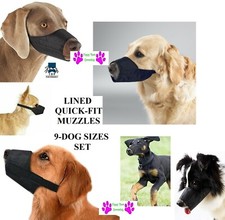 9 pc SET QUICK-FIT LINED COMFORT DOG MUZZLE ALL Breed SIZES Training Groomer Vet